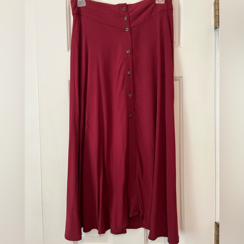 Small Burgundy Button Down Skirt